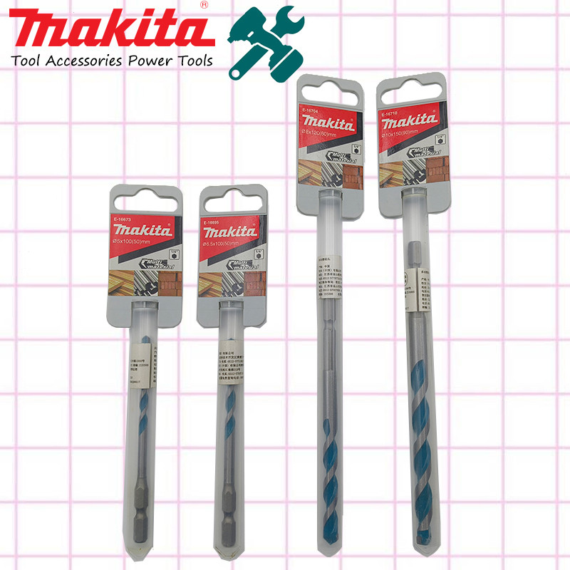 Makita Multi Functional Drill Bits Ø5 Ø6.5 Ø8 Ø10 MM Multi Material 1/4" Power Tool E-16673 E-16695 