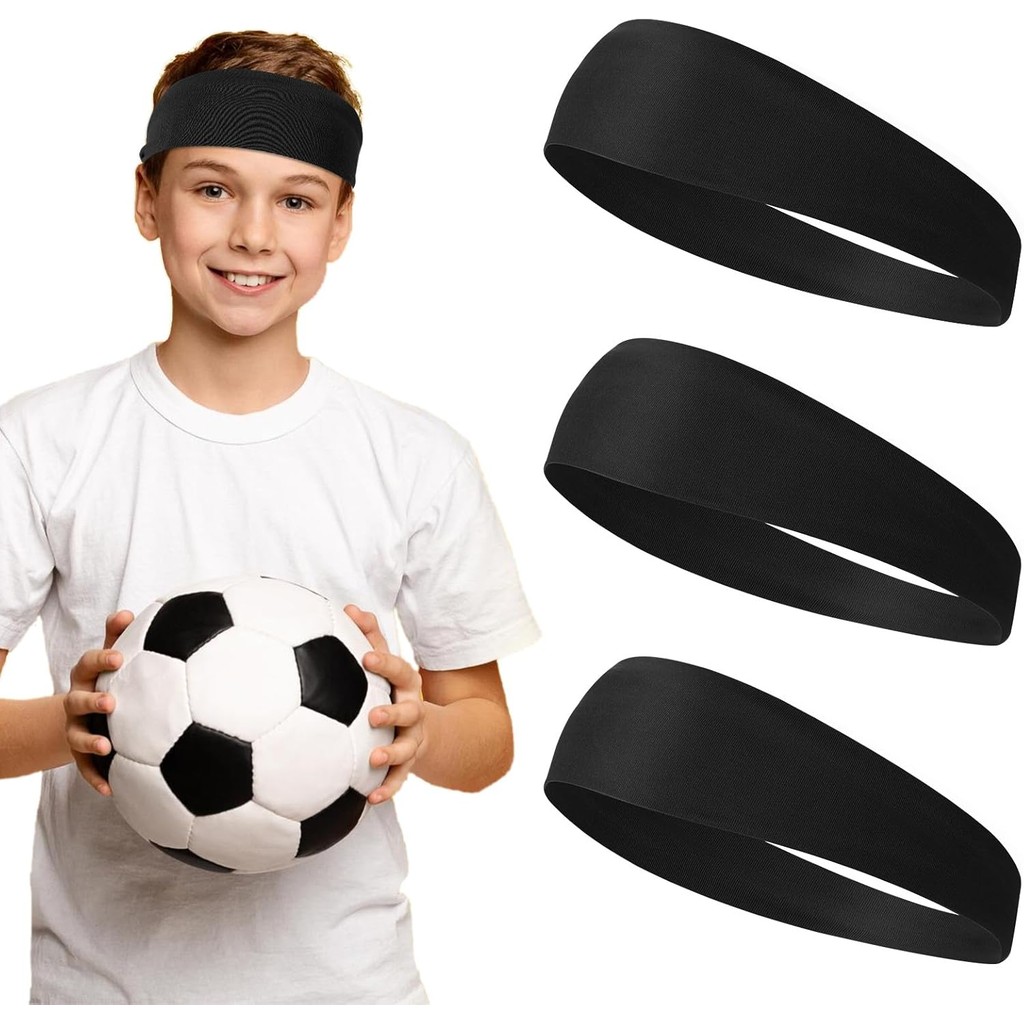 3 Pcs Kids Sports Headbands Boys Girls Athletic Elastic Sweatbands Children Soft Moisture Wicking Ha