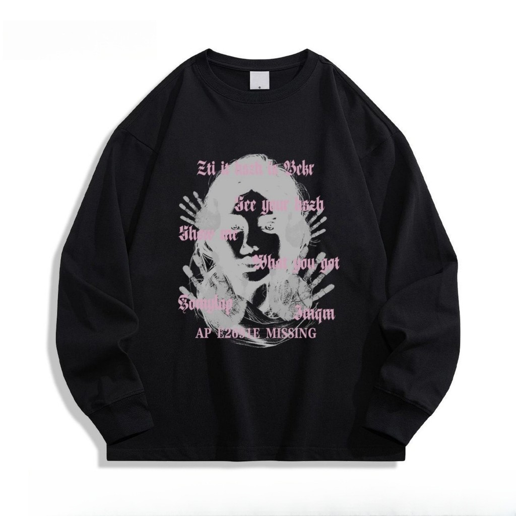 COD 2025 Trendy Simple New Versatile Lazy Solona 210g Cuffed Long Sleeve Japanese Ins Harajuku Style