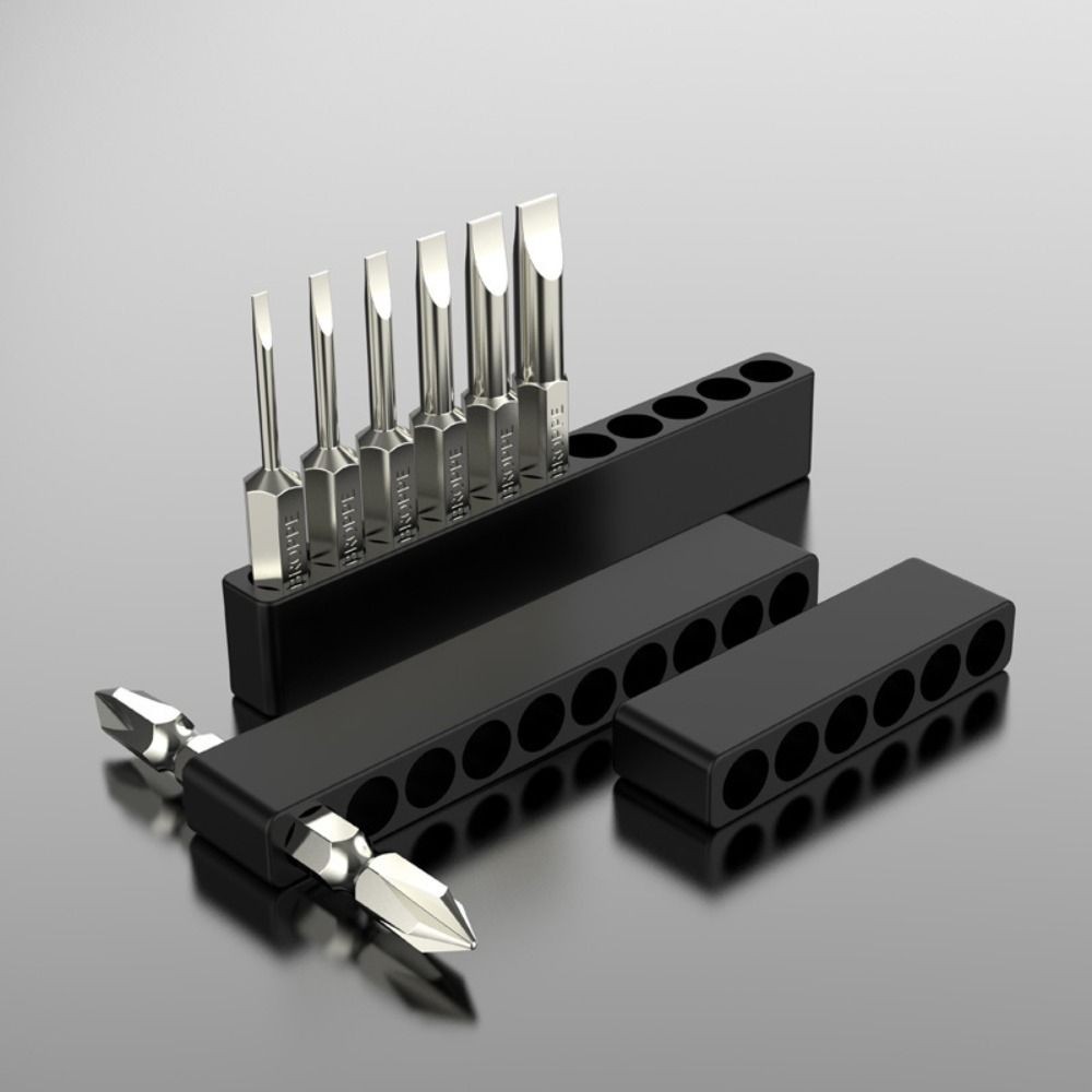 RINABONSINY ที่วางดอกไขควง, ที่เก็บหัวไขควงสีดําพลาสติก, 6/10/8/12 หลุม Hex Shank เจาะขาตั้งบิต - รูปที่ 3