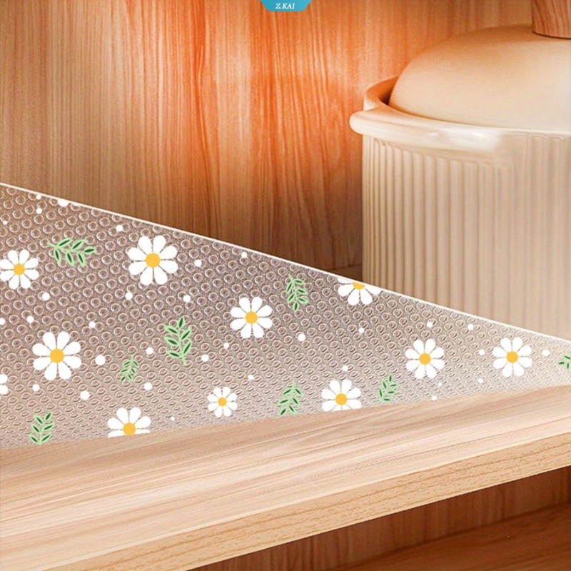 1 ม้วน Simple Dining Pad ดอกไม้ EVA Non-Adhesive ลิ้นชัก Liner, Anti-Slip ตู้เย็น Mat, กันน้ําตู้ชั้นวาง Liner สําหรับตู้ครัว