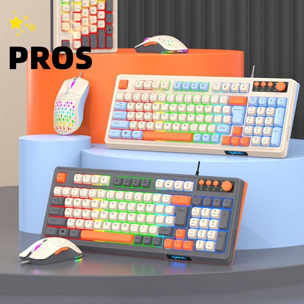 แป้นพิมพ์ PROS RAIKU T98, เมาส์คีย์บอร์ดแสงแบ็คไลท์, การเชื่อมต่อ USB สีรุ้ง 98 เค้าโครงคีย์คีย์บอร์