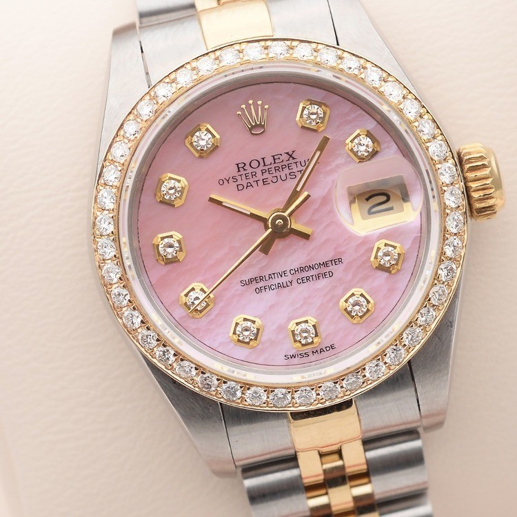 Rolex Rolex Rolex Log Watch ผู้หญิง Automatic Mechanical 69173 ด้านหลังเพชร