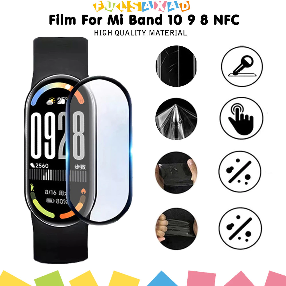 ป้องกัน Gores โค้ง 3D กระจกนิรภัย / ไฮโดรเจล TPU ฟิล์มอ่อนสำหรับ for MiBand 10 9 8 ป้องกันหน้าจอสำหรับ Miband 10 9 8 NFC