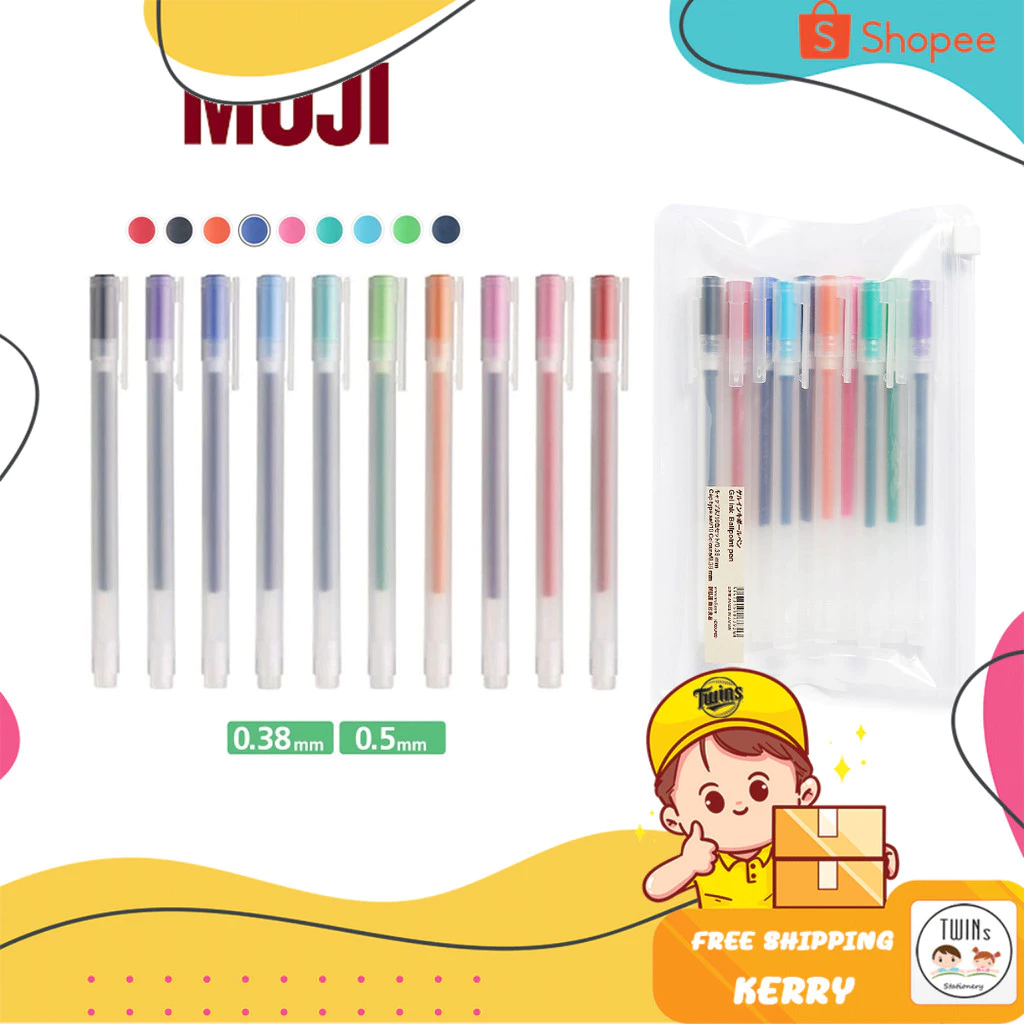 MUJI ของแท้ ปากกาและไส้ปากกาเจลมูจิ แบบปลอก 0.38 และ 0.5 MM