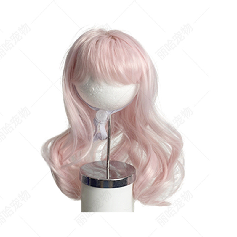 ผมปลอมสัตว์เลี้ยงแบบใหม่สีชมพูและสีน้ําตาลใส่ได้ทั้งแมวและสุนัขมีหน้าม้าน่ารักคลื่นใหญ่ วิกตุ๊กตา ราคา ถูกที่สุด ดีลบีเคเค แกลเลอรีภาพที่ 7