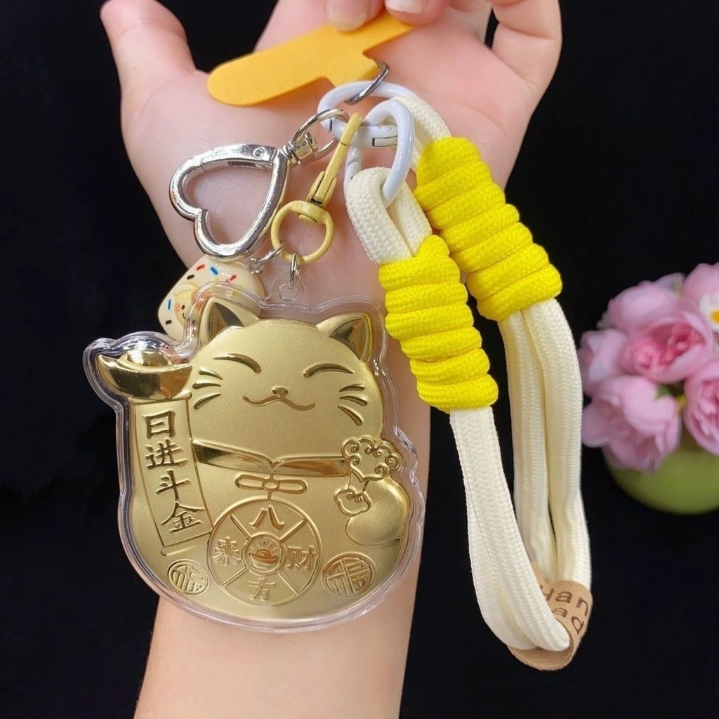999 Pure gold การ์ตูน Lucky Cat จี้รถ Bafanglai Cai กระเป๋าโทรศัพท์มือถือ Key แขวนของขวัญสําหรับแฟน 