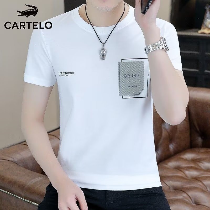 COD 2025 Youth Trend Urban Style Summer Standard Thin Printed Trendy Five-Sleeve Round Neck Fashion 