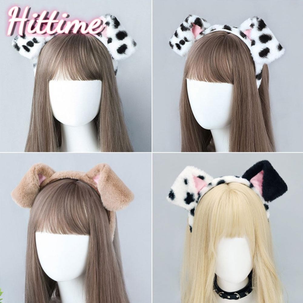 HITTIME น่ารัก Plush หู Hairbands สําหรับ Dalmatian สุนัขสปาแถบคาดศีรษะสัตว์ที่สมจริงหูการ์ตูน Convention Props เทศกาลอุปกรณ์เสริม R5U4