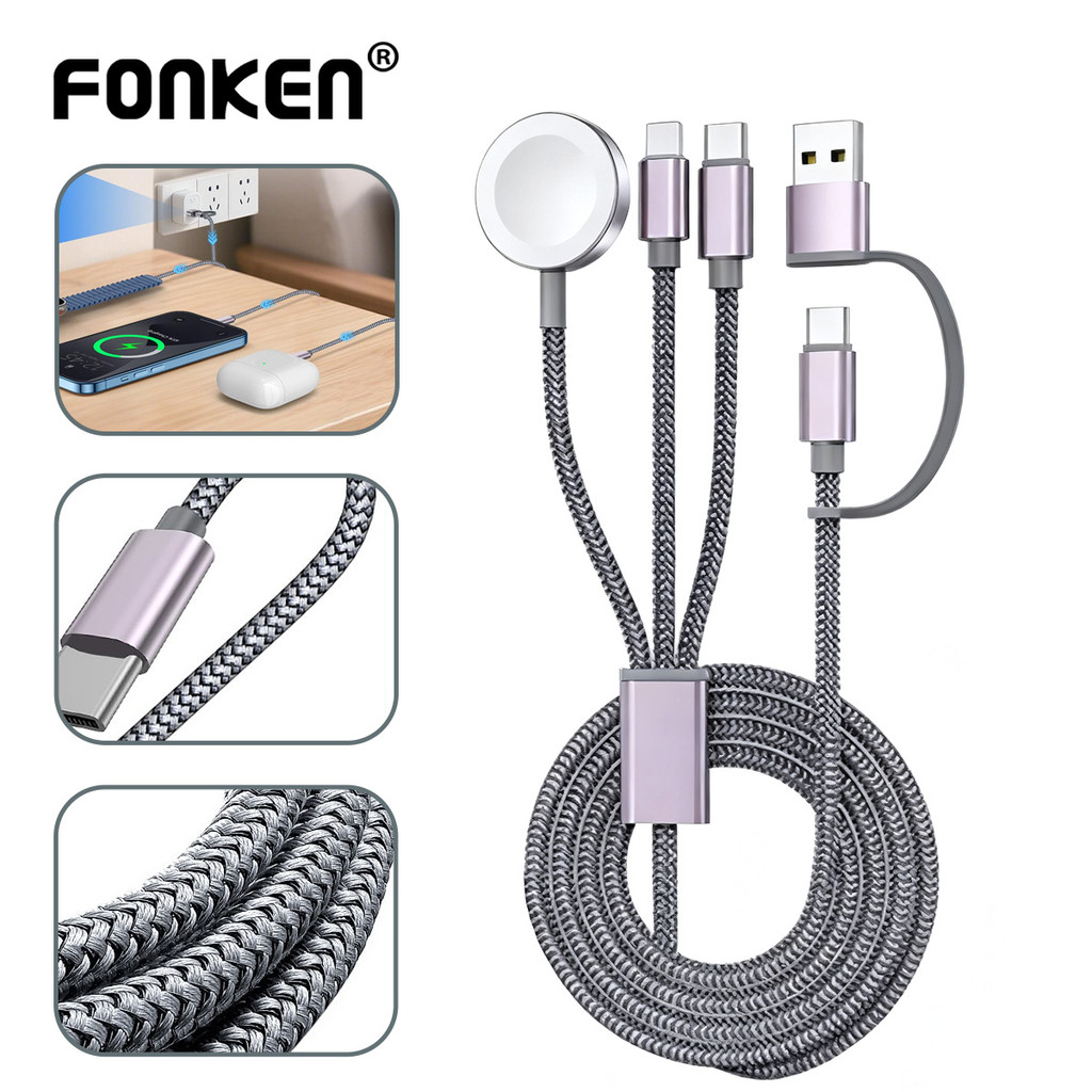 Fonken 3 in 2 Aple Watch Wireless Charger USB Type-C to iOS Type-C Charing Cable สําหรับ iWatch iPh 