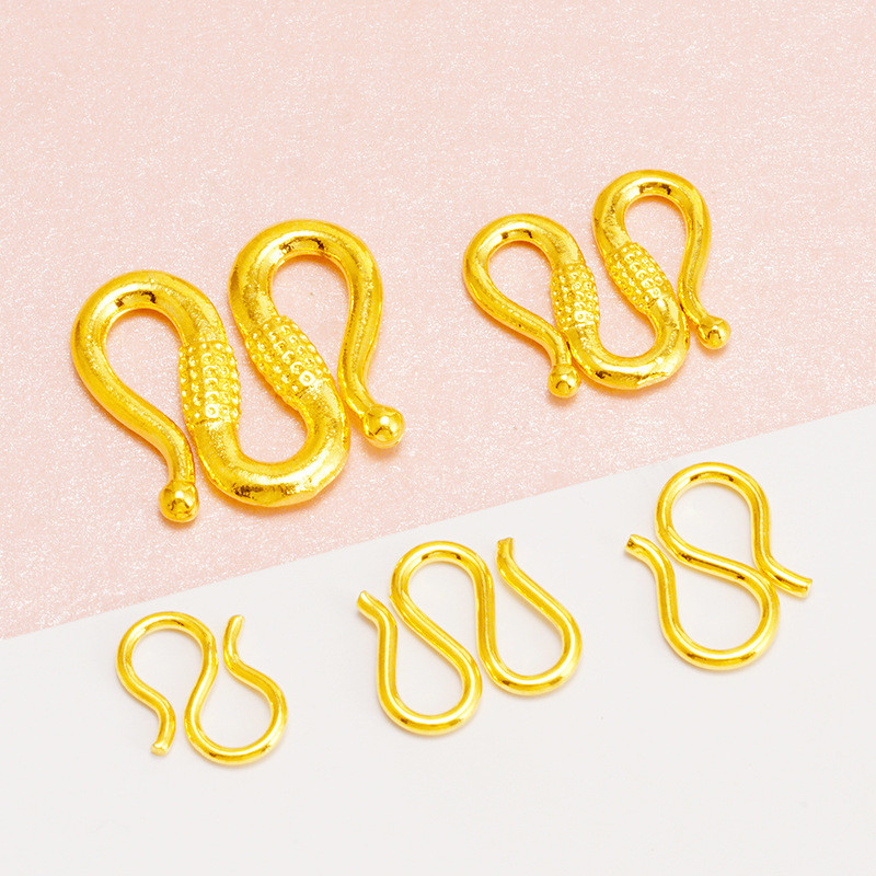 ทองแดงชุบ 24k Sands Gold DIY สร้อยข้อมือเครื่องประดับ S หัวเข็มขัดอุปกรณ์เสริม Handmade ลูกปัดสร้อยค