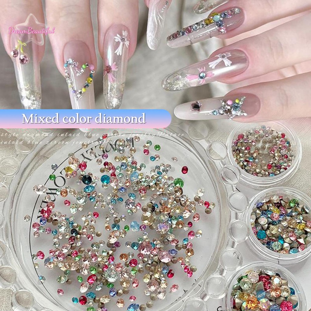  50/100 PCS หรูหราเงาคริสตัลเล็บ Rhinestones สีสัน 3D ชี้ด้านล่างเพชรเล็บ Charms อัญมณีสําหรับ DIY ตกแต่งใหม่