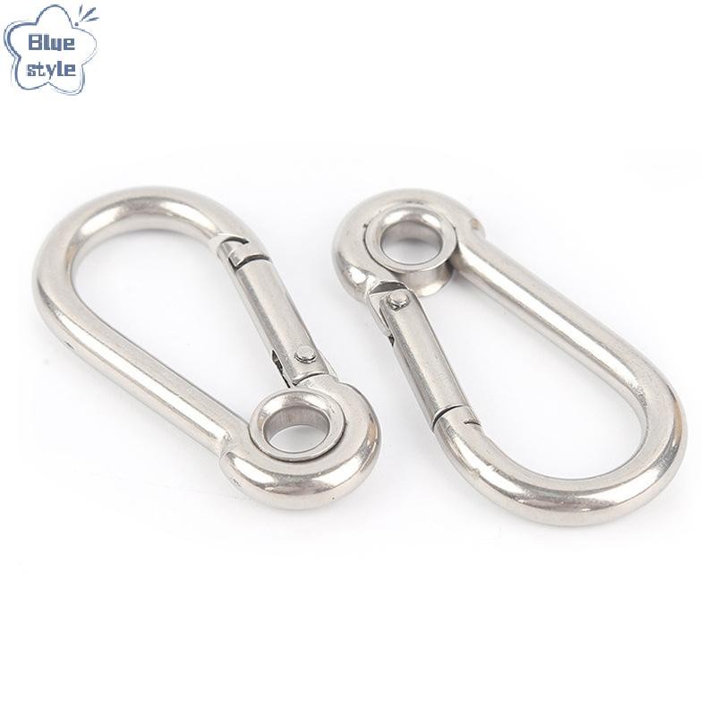 Bluestyle M4 M5 M6 M7 M8 สแตนเลส Carabiner Carbine Snap Hook พร้อมตาไก่สปริงหัวเข็มขัดแหวนใหม่