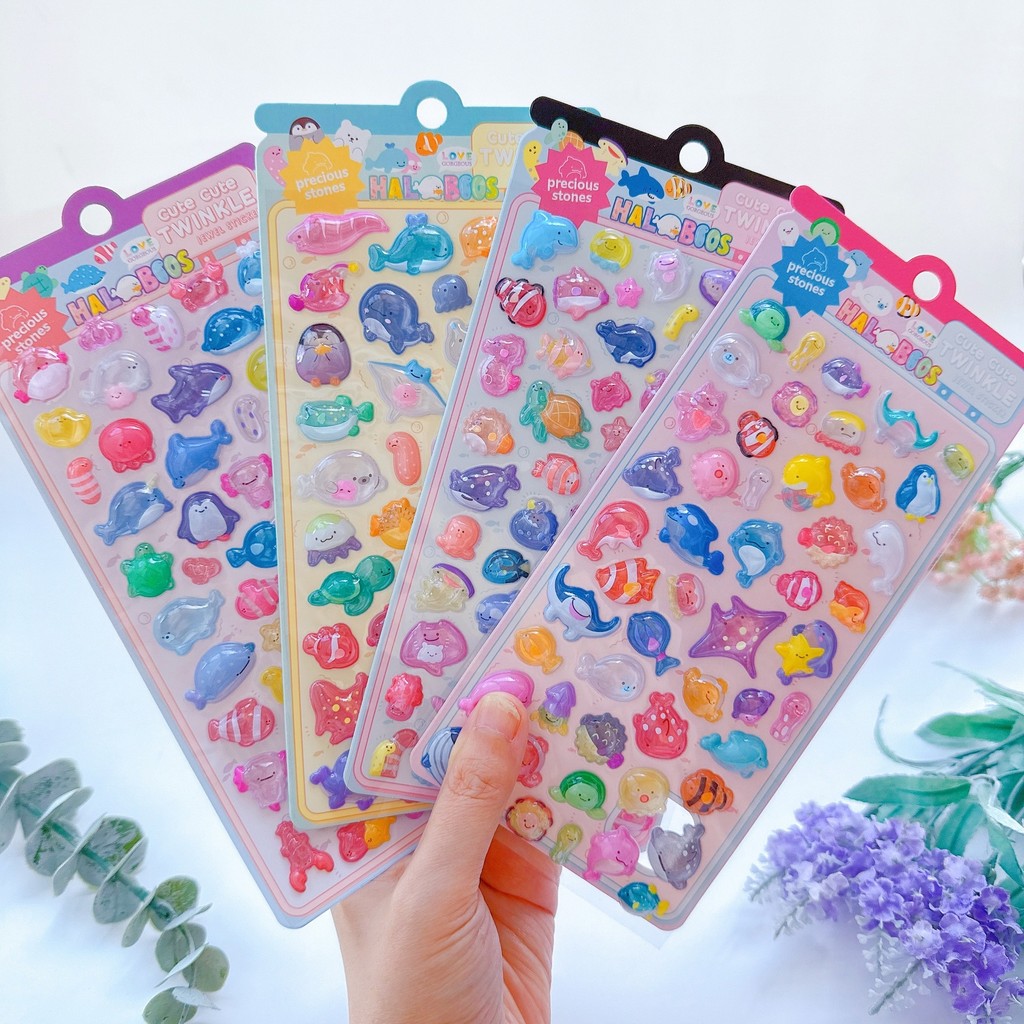 4 ชิ้น 3D Marine Animal นูนคริสตัลสเตอริโอสติกเกอร์ปลา - เด็ก DIY Guka และสติ๊กเกอร์ตกแต่งสําหรับโทรศัพท์และกล้อง