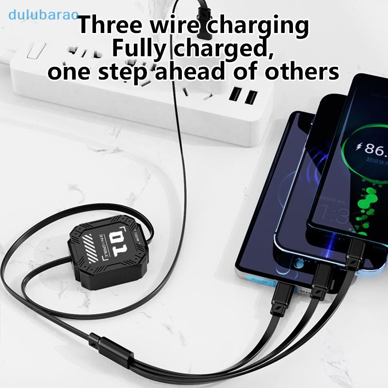 [DUL] 6A 100W สายชาร์จเร็ว USB 3-in-1 แบบพับเก็บได้สําหรับ Samsung Xiaomi Android Micro AO