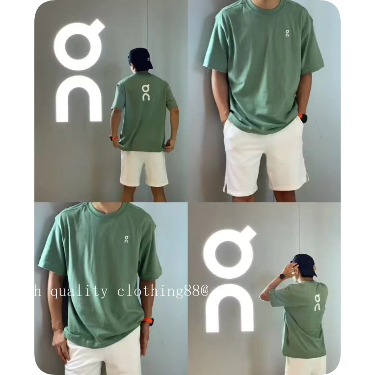 คุณภาพสูง ON run เสื้อยืดแขนสั้นพิมพ์ลาย Quick-Drying Sports Casual Running