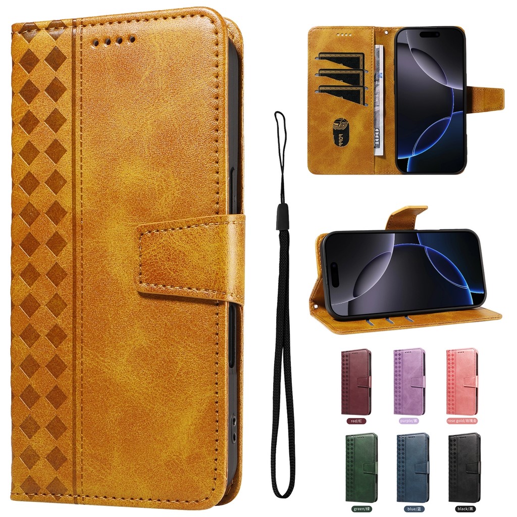 หรูหราหนังสําหรับ Huawei Pura 80 70 P30 Lite P20 Y9 Prime Y7 Y6 Y5 Nova 3e Pro Plus Ultra Checkered 