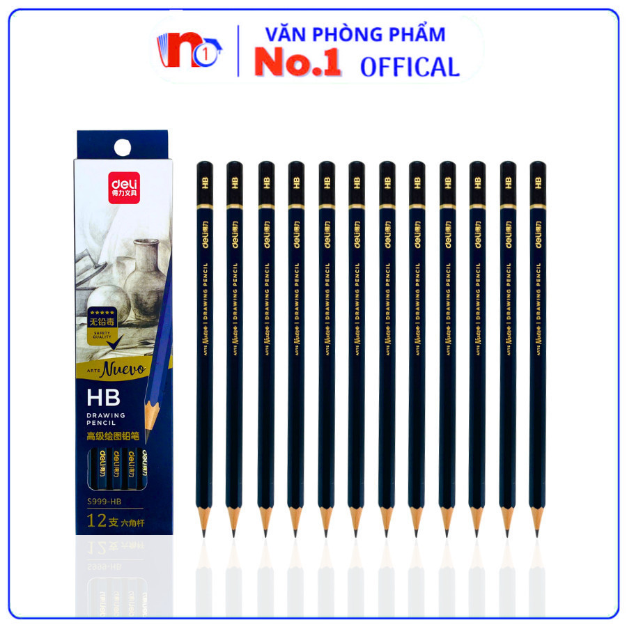 Deli Brand S999 ดินสอไม้พรีเมี่ยม HB Nib, ตะกั่วนุ่มลื่น 2B, ไม่แตกง่าย, ผงตะกั่วน้อย - VPP No.1