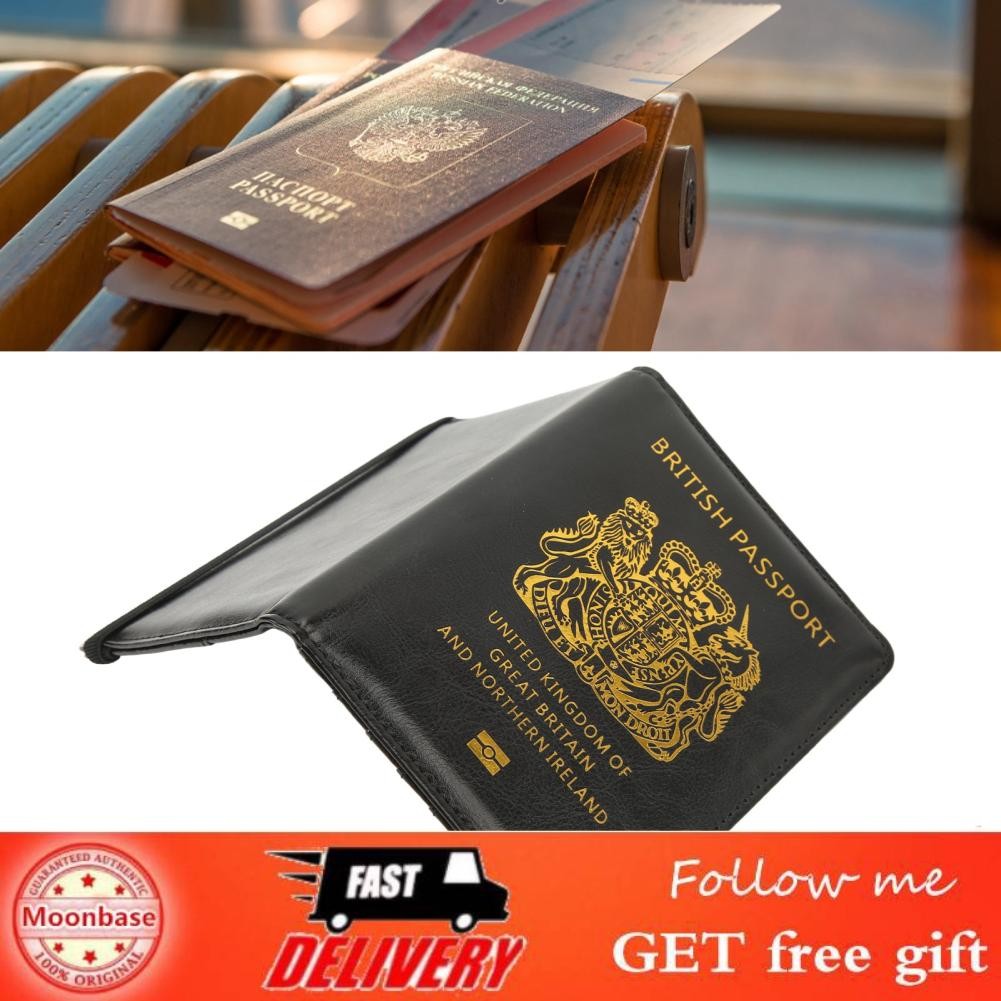 Moonbase Moonbase Britain Passport Cover Holder Leather UK สำหรับนามบัตรบัตรเครดิตบอร์ดดิ้งพาส