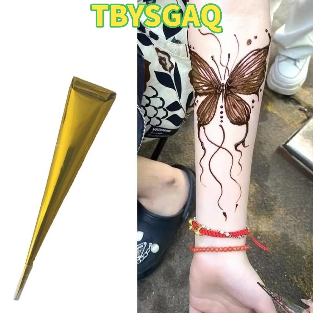 TBYSGAQ Henna Tattoo Cream, Easy-To-Useชั่วคราว Henna Paste Cone, Henna Tattoo Cream กึ่งถาวรสีดําสี
