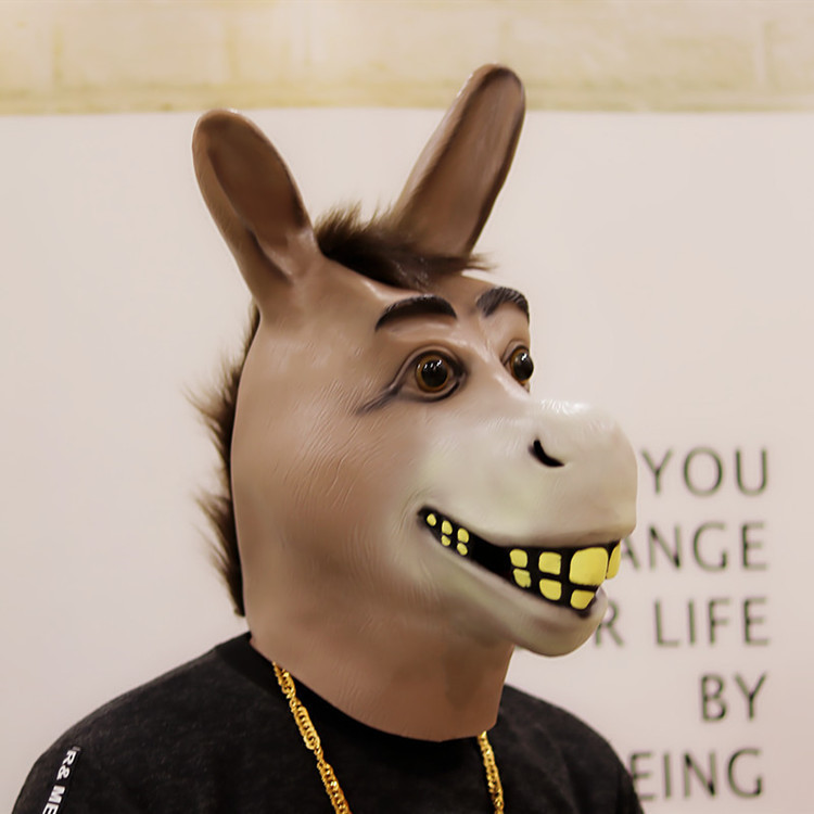 ตลกสัตว์ Donkey Headgear Shrek Ghetto Donkey Prom Props ฮาโลวีนปาร์ตี้เครื่องแต่งกายแสดง [รับส่วนลดค