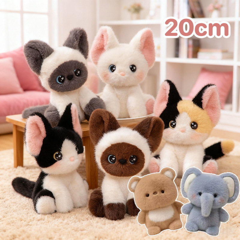 ตุ๊กตาแมวน่ารัก 20 ซม. ตุ๊กตาตั้งโต๊ะ ของเล่นตุ๊กตา น่ารักและนุ่มนิ่ม ขนนุ่มๆ ของขวัญวันเกิด