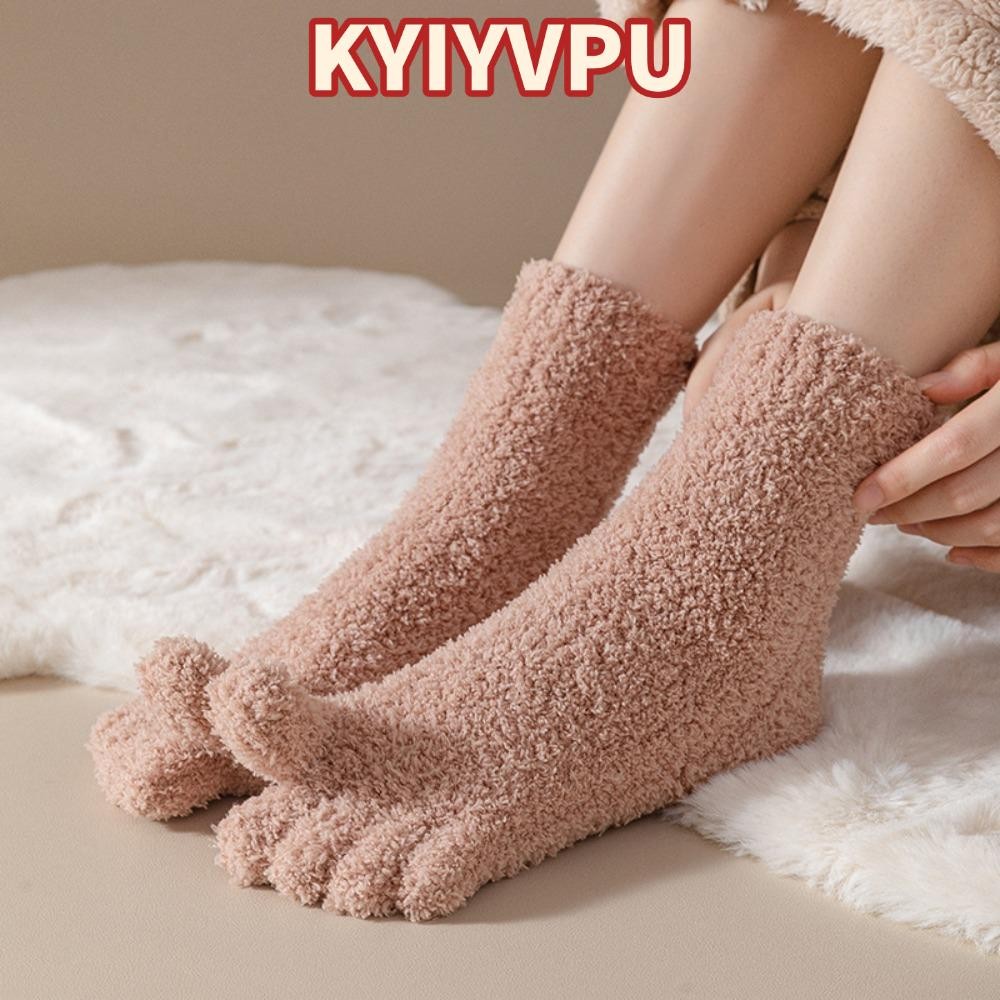 KYIYVPU Warm Fuzzy Five Toe Sock, นุ่มและเป็นมิตรกับผิว WARM Soft Fluffy Cozy หนาถุงเท้าความร้อน,ทนท