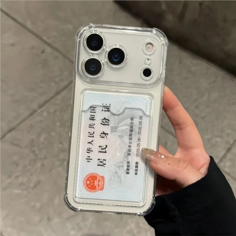 Card Holder Silicone เคสทรศัพท์  For iPhone 17 Pro Max 16 13 11 15 12 Air 4 7 8 Plus XR X Xs 17promax เคสโทรศัพท์มือถือ