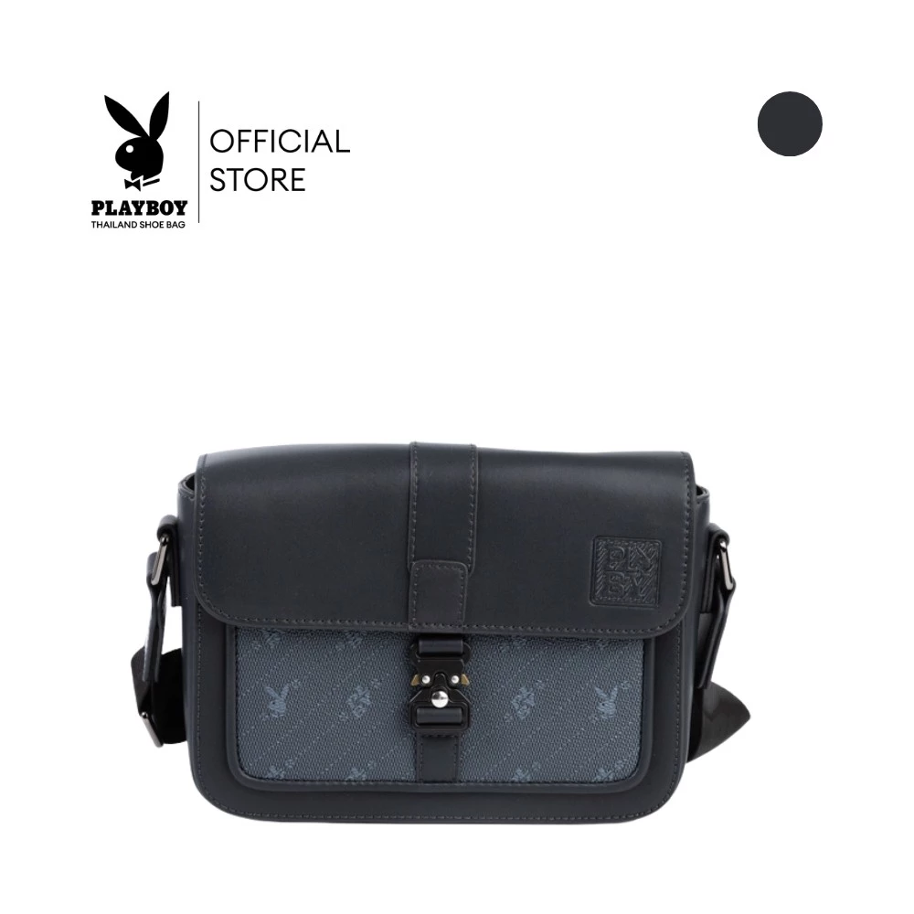 PLAYBOY รุ่น Vanity Crossbody bag กระเป๋าสะพายข้างผู้ชาย รหัส ST-B253PBM325-BL