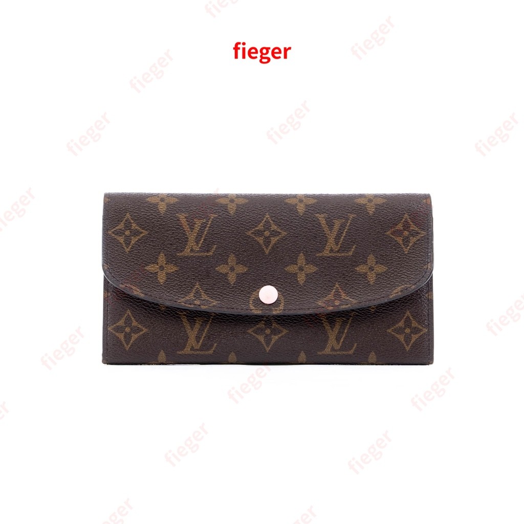 [ของแท้] LV EMILIE WALLET LONG BROWN PINK MONOGRAM CANVAS GHW มีใบรับประกัน ตรวจสอบได้ทุกใบ