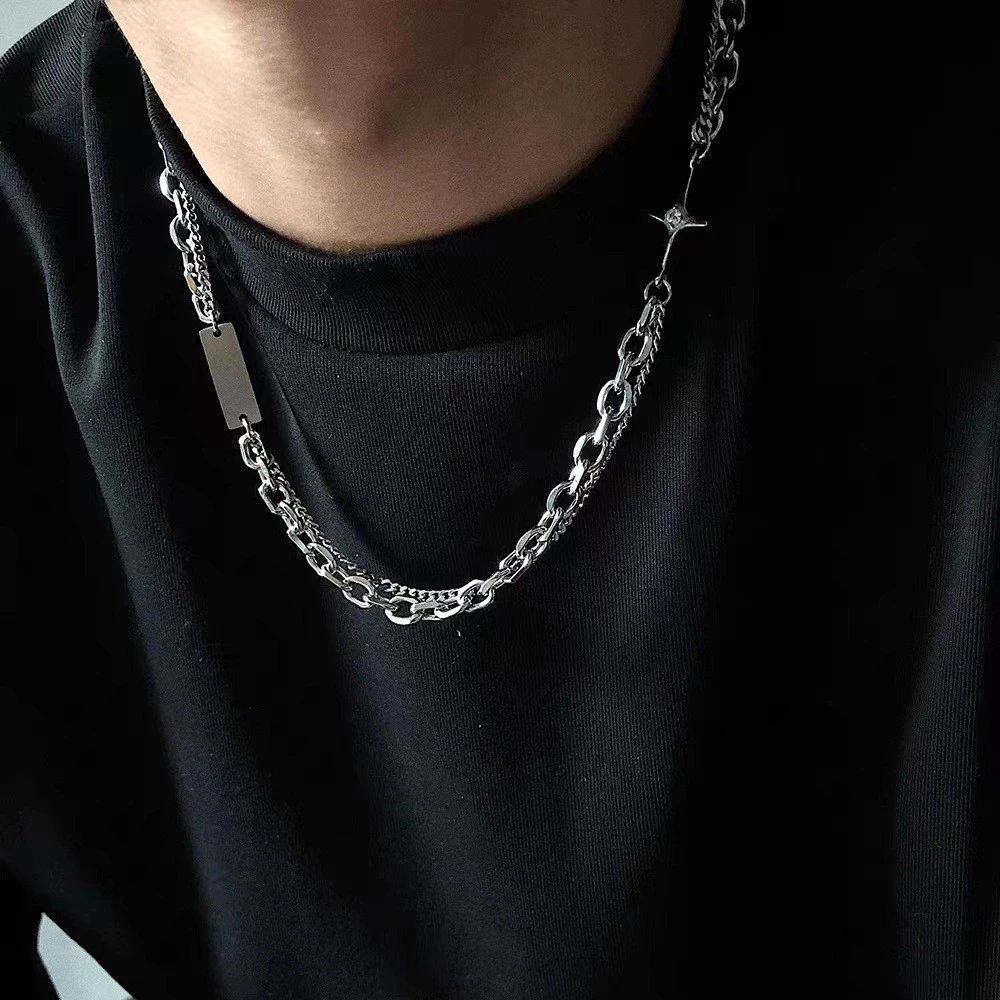 TSR.Men สร้อยคอ Hip-Hop สไตล์เรโทร การออกแบบเฉพาะ เข้ากันได้กับเสื้อผ้า คู่อินเทรนด์อุปกรณ์เสริม Unisex