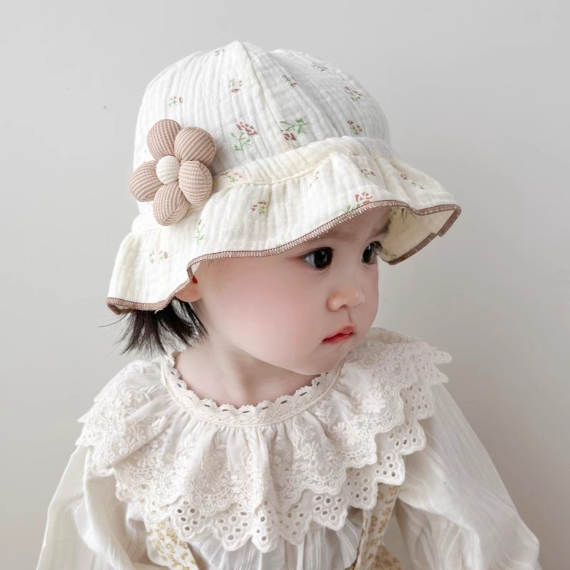 หมวกเด็ก ปรับได้ รูปแบบน่ารัก การออกแบบโบว์ มีดอกไม้เล็ก เก็บความอบอุ่นและป้องกันลม - รูปที่ 2