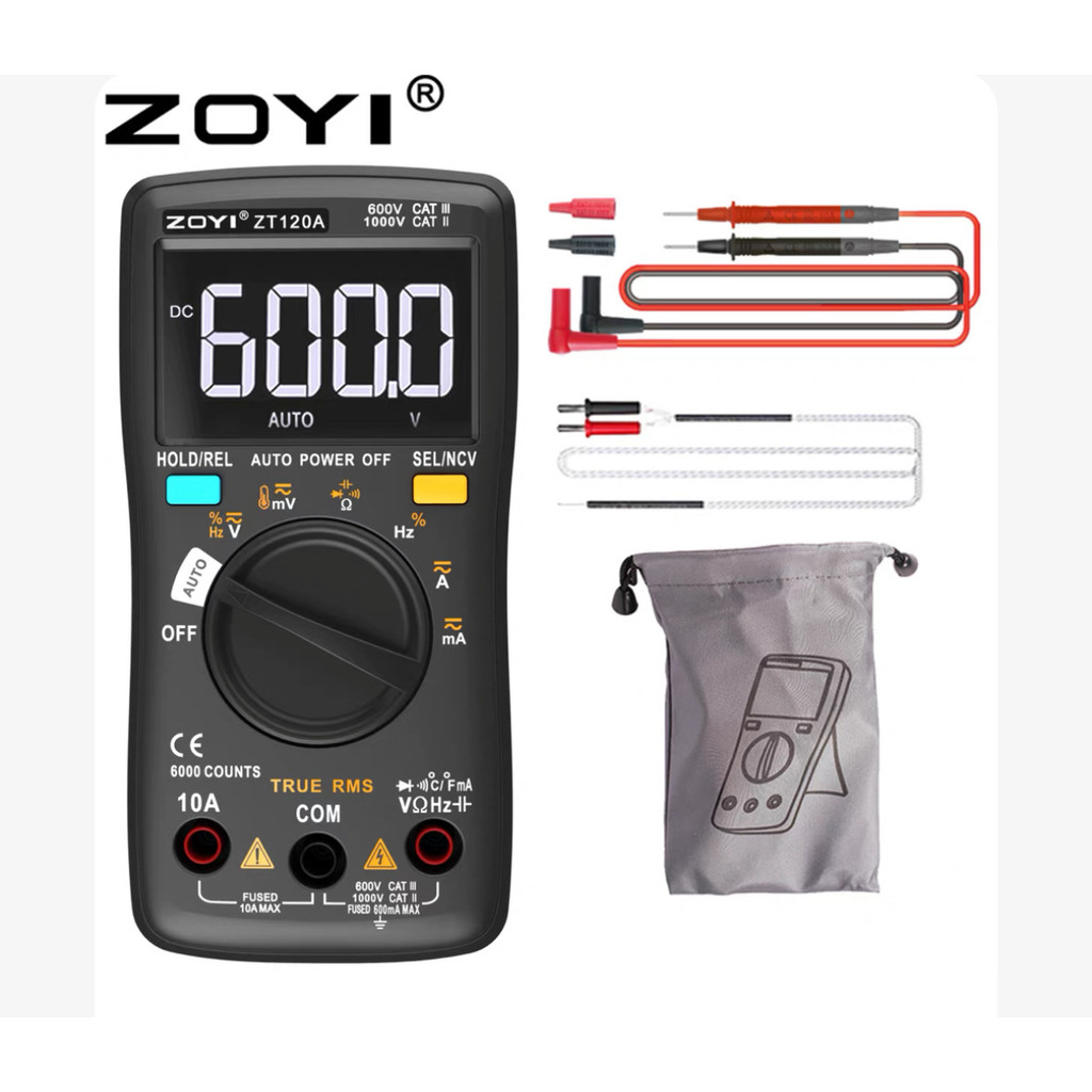 ZOYI ZT-102A มัลติมิเตอร์แบบดิจิตอล – การป้องกันอัจฉริยะความแม่นยําสูงสําหรับแรงดันไฟฟ้า, ความต้านทา