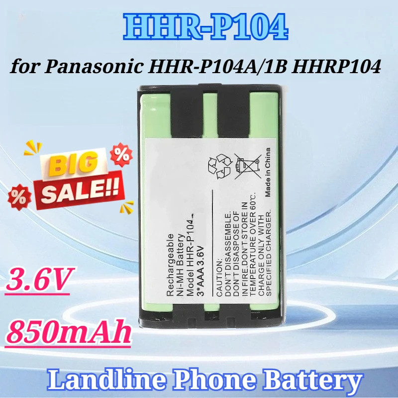 3.6V 850mAh แบตเตอรี่โทรศัพท์บ้านสําหรับ Panasonic HHR-P104 HHR-P104A/1B HHRP104 NiMH แบตเตอรี่