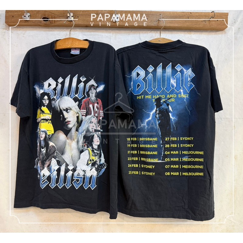 Billie Eilish Australia Tour Bio Washed เสื้อทัวร์ เสื้อวินเทจ papamama vintage shirt