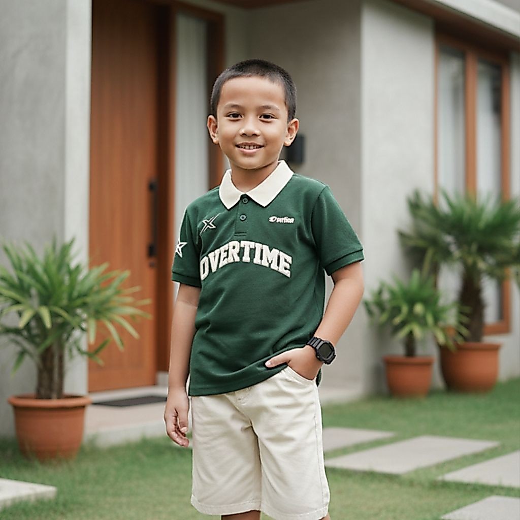 Overtime Polo Rugby Shirt gren เสื้อโปโลเด็ก GREN 012