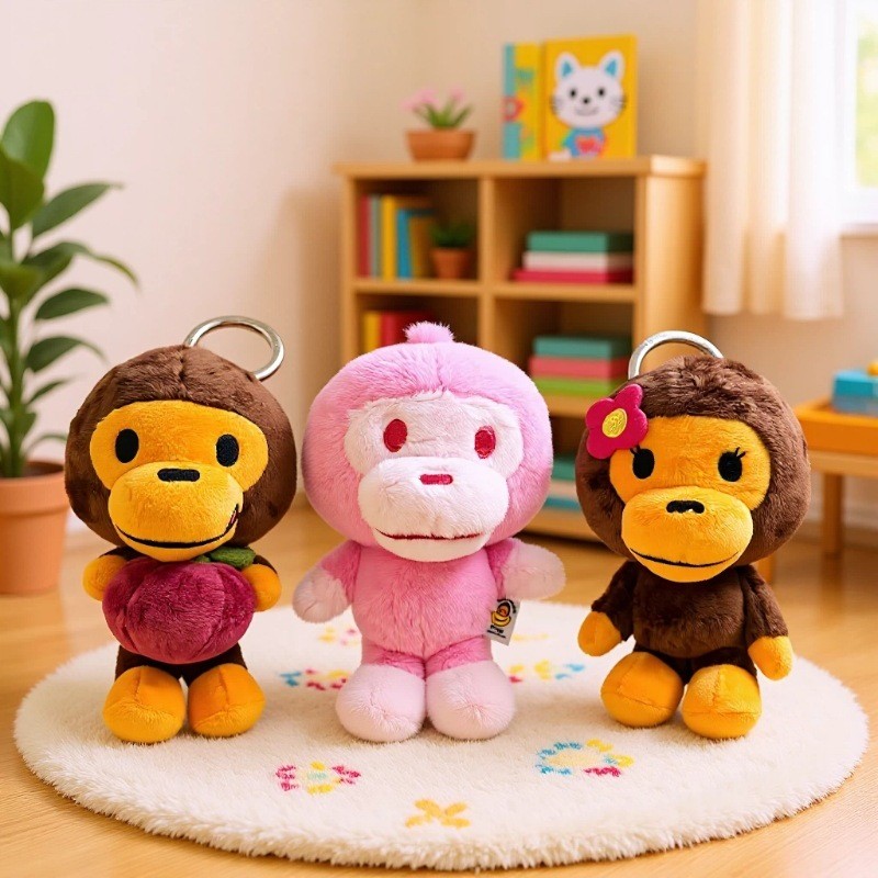 น่ารักการ์ตูนตุ๊กตาลิงของเล่นจี้พวงกุญแจกระเป๋าตกแต่งของขวัญ18ซม