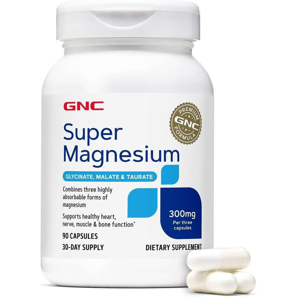 GNC Super Magnesium 300mg, Glycinate, Malate, Taurate, 90 แคปซูล