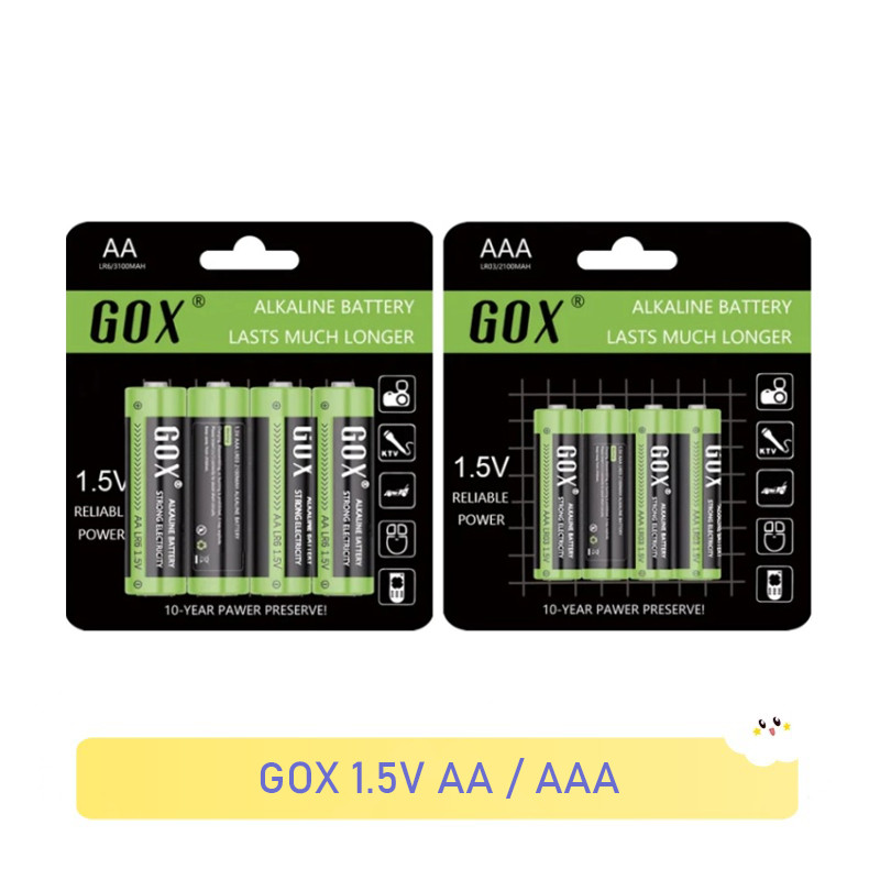 GOX 1.5V AA 3100mAh / AAA 2100mAh แบตเตอรี่อัลคาไลน์ติดทนนานสําหรับของเล่นระยะไกลคุณภาพสูง
