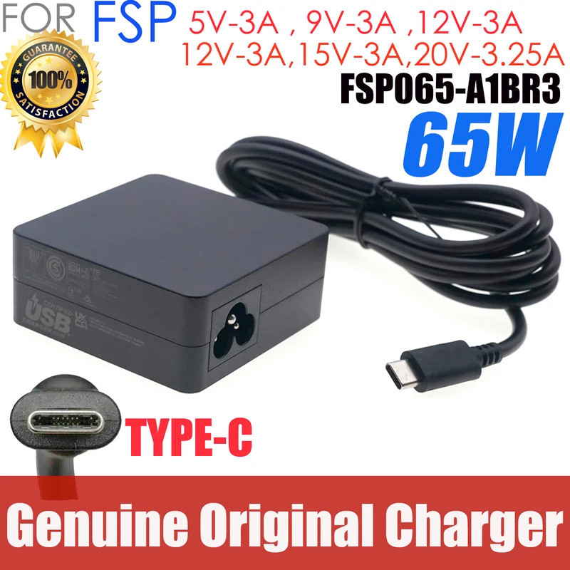 ของแท้ 20V 3.25A 65W อะแดปเตอร์ AC FSP FSP065-A1BR3 แล็ปท็อปสําหรับ Intel NUC M15 USB-C แหล่งจ่ายไฟ 