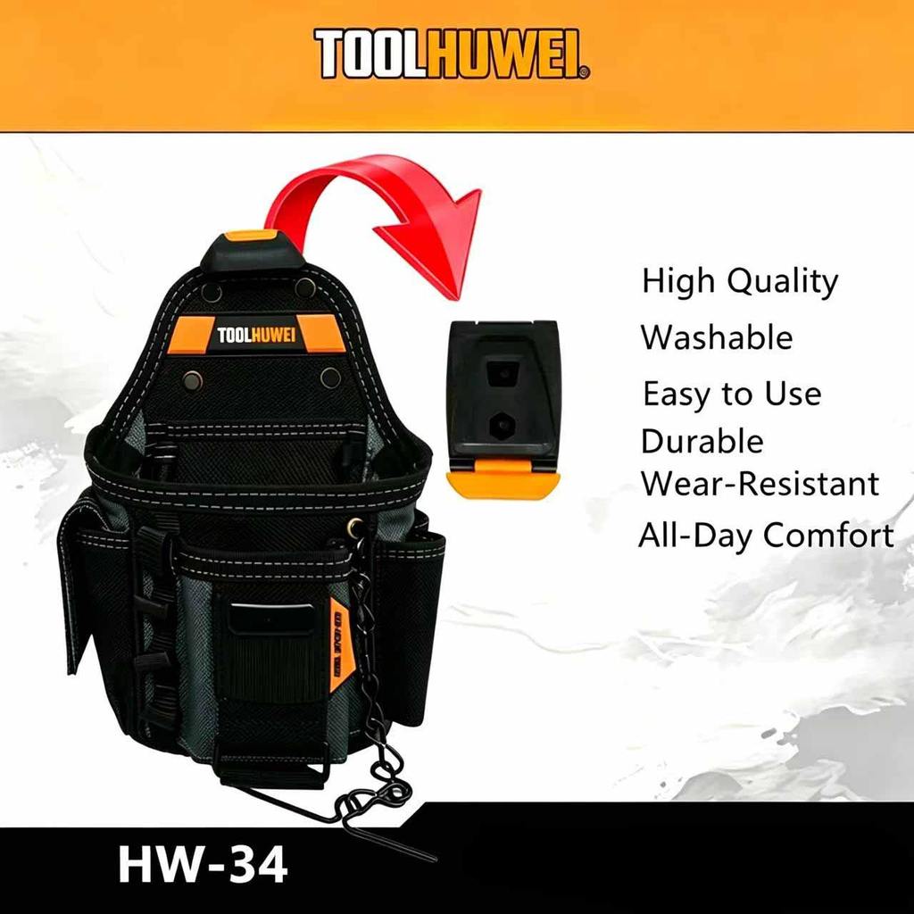 TOOHUWEI กระเป๋าช่างไฟฟ้า 13 กระเป๋าห่วง 6 ชั้น Oxford Heavy Duty ทนทาน Quick-Hook เอว