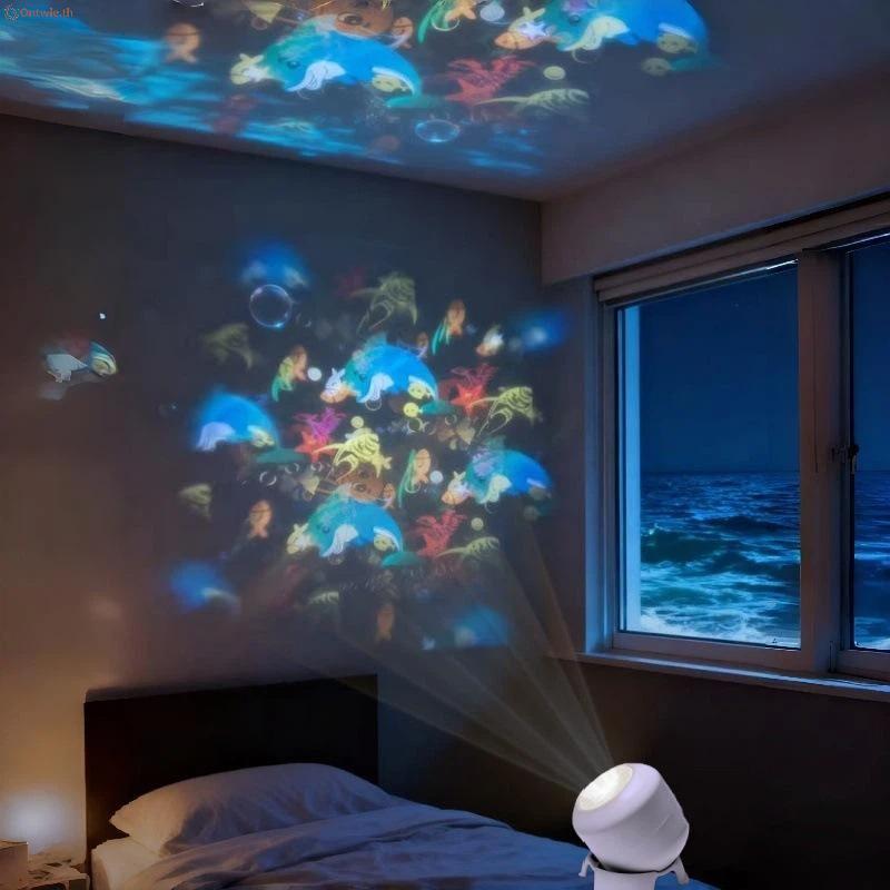 ON LED Ocean โปรเจคเตอร์ 360 องศาหมุนแบบไดนามิก USB Night โคมไฟ Soothing สีสันสําหรับ Home Party เด็ก A