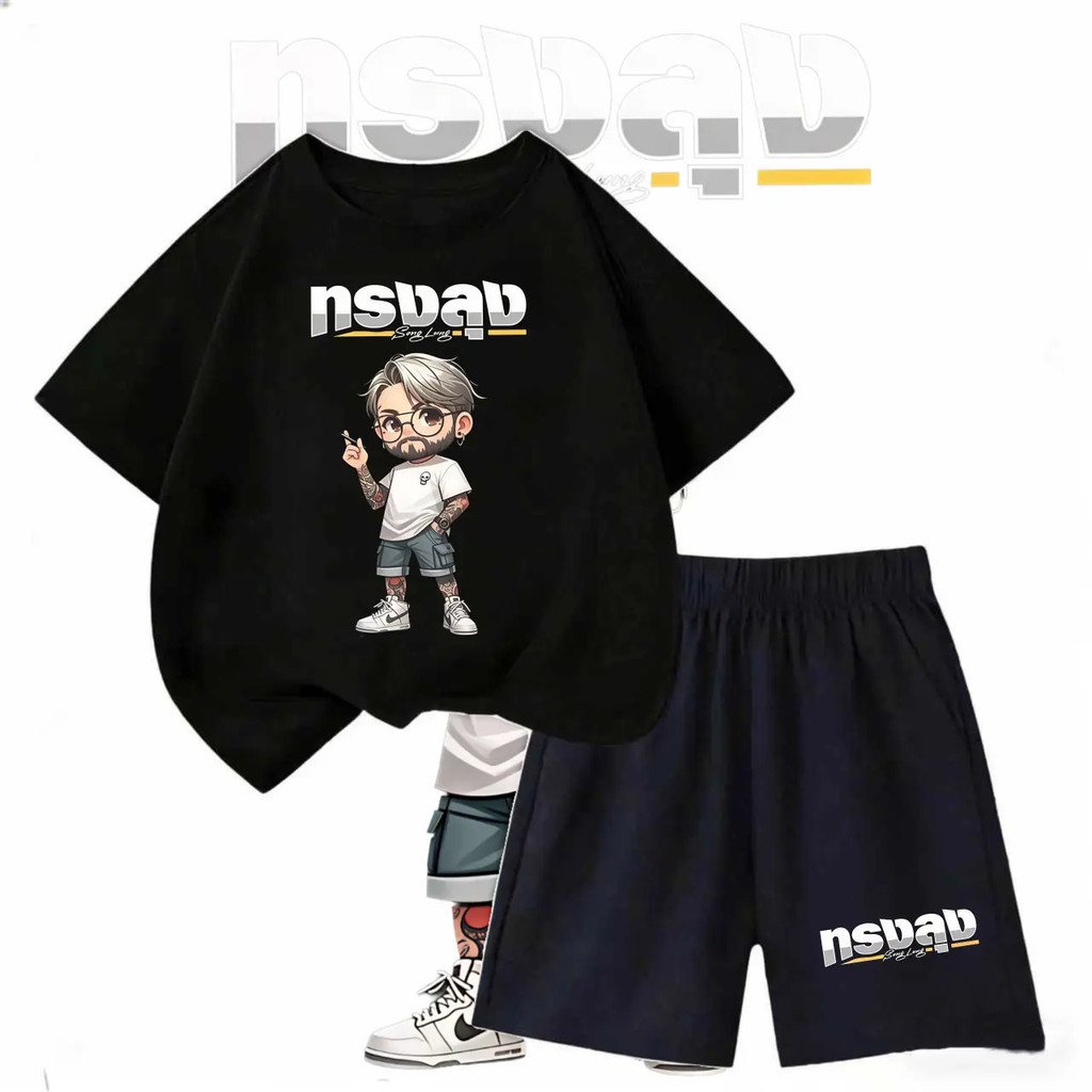 2026 เซตเสื้อยืดแขนสองสี+กางเกงขาสั้นเด็กลายแมนยู ผ้านุ่มระบายอากาศ ฤดูร้อนใส่สบาย✅ส่งกรุงเทพ เก็บปลายทางได้ #เรดเดวิล #