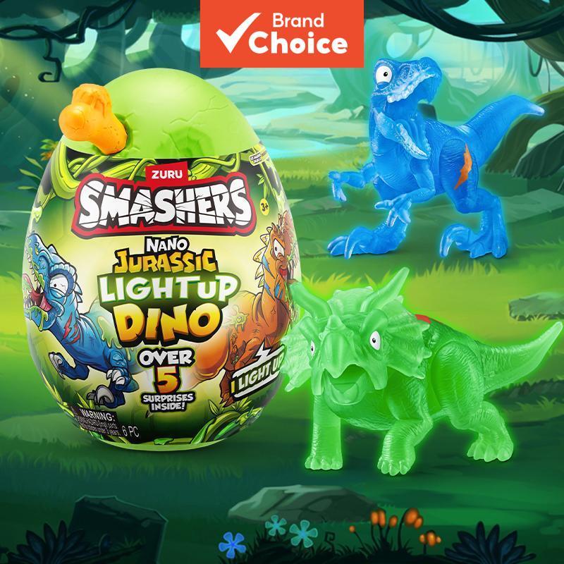 ZURU SMASHERS Nano Jurassic Light-Up Dino Egg Surprise ของเล่นเรืองแสงไดโนเสาร์อุปกรณ์เสริมสําหรับเด็กของขวัญวันเกิดเด็ก Surprise ไข่