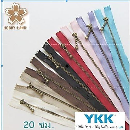 ซิปญี่ปุ่น YKK หัวซิปลูกตุ้ม ทองเหลืองรมดำ ยาว 20 ซม ราคาถูก Shopee Lazada