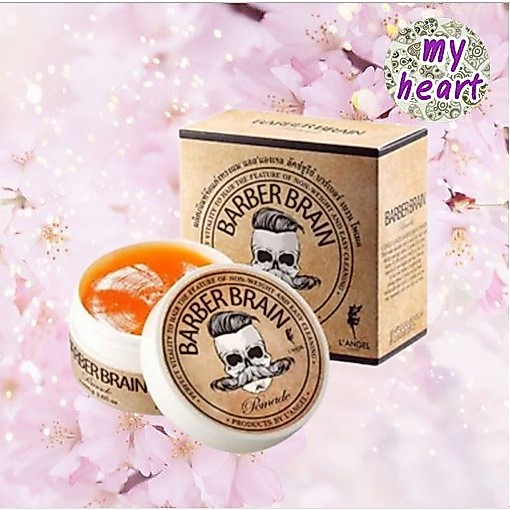 💀L'ANGEL Barber Brain Pomade 80g จัดแต่งทรงผมชาย แนววินเทจ (บาร์เบอร์เบรน โพเมด ส้ม) หวีเรียบ เท่ห์ๆ หล่อ อยู่ทรงทั้งวัน