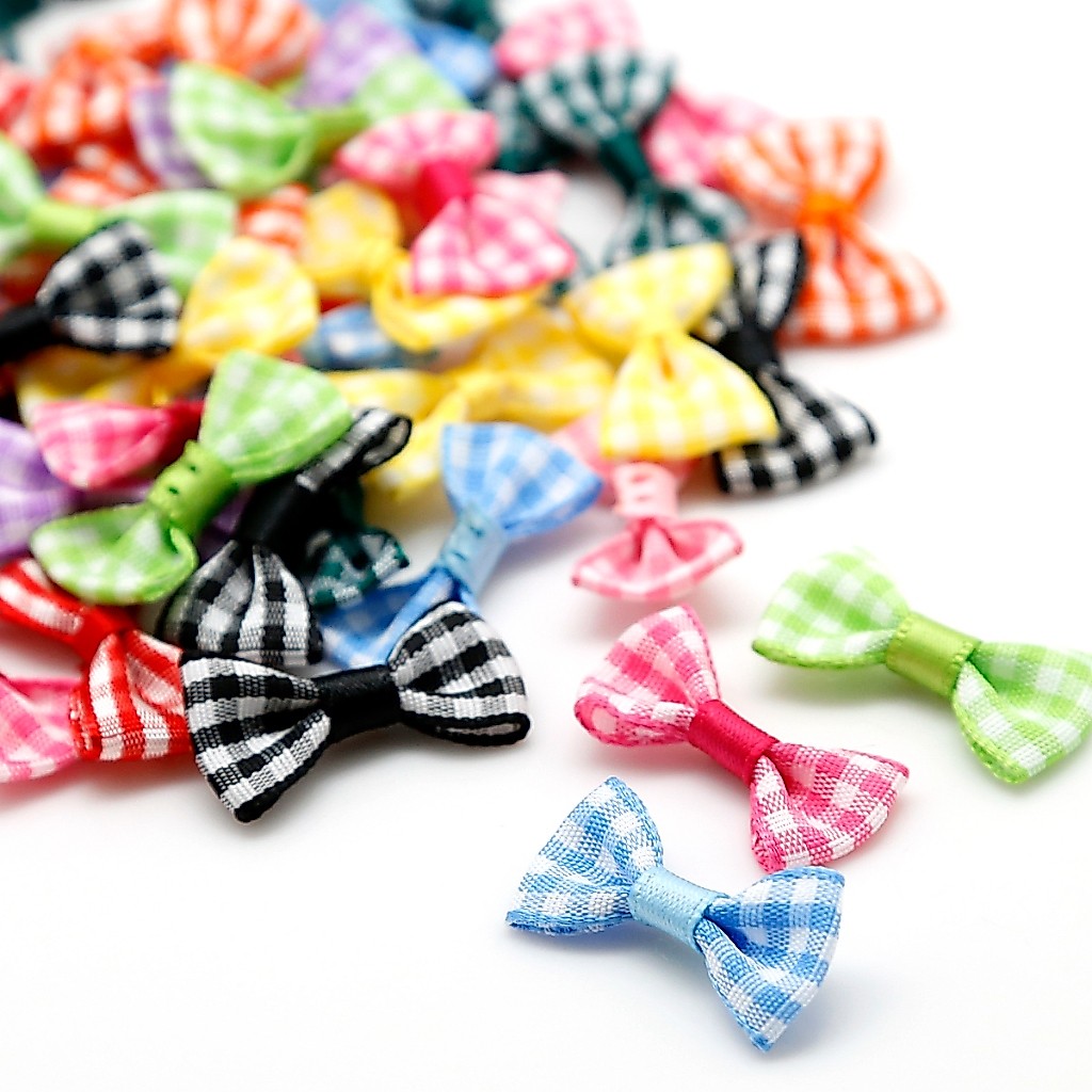 Mini Handmade DIY Checkered Bow สําหรับ DIY Craft งานแต่งงาน Bow Tie ตกแต่งและเด็ก Hairpins