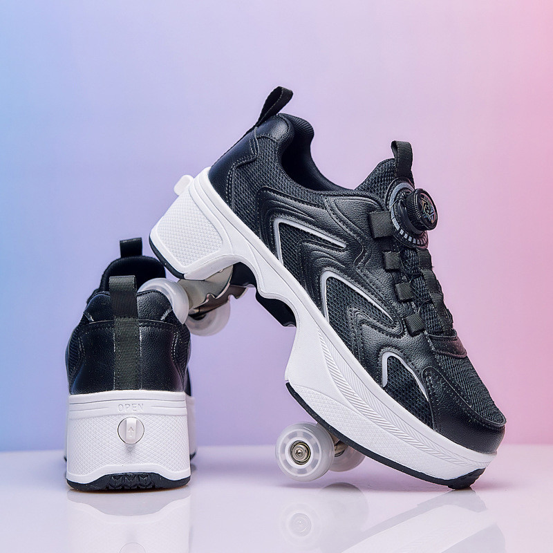Runaway รองเท้า One-Click ที่มองไม่เห็นสี่ล้อ Retractable วัยรุ่นเด็กชายหญิง Roller Skate รองเท้า Lu