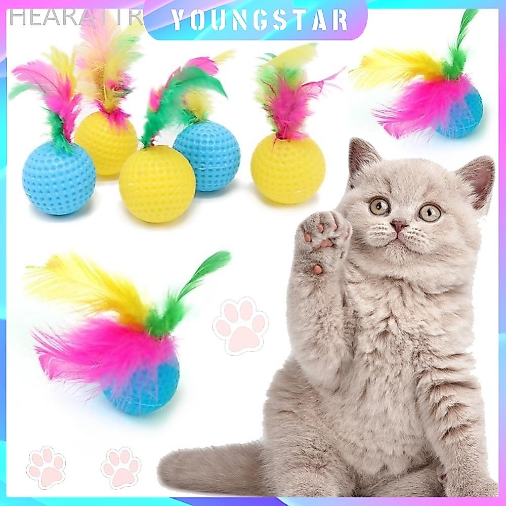 Fyg สีสุ่ม Interactive Cat Self-Happy ของเล่นแบดมินตัน Rustle Amusing สีสัน Cat Ball เสียงจับ Feather อุปกรณ์สัตว์เลี้ยงของเล่น A9U7