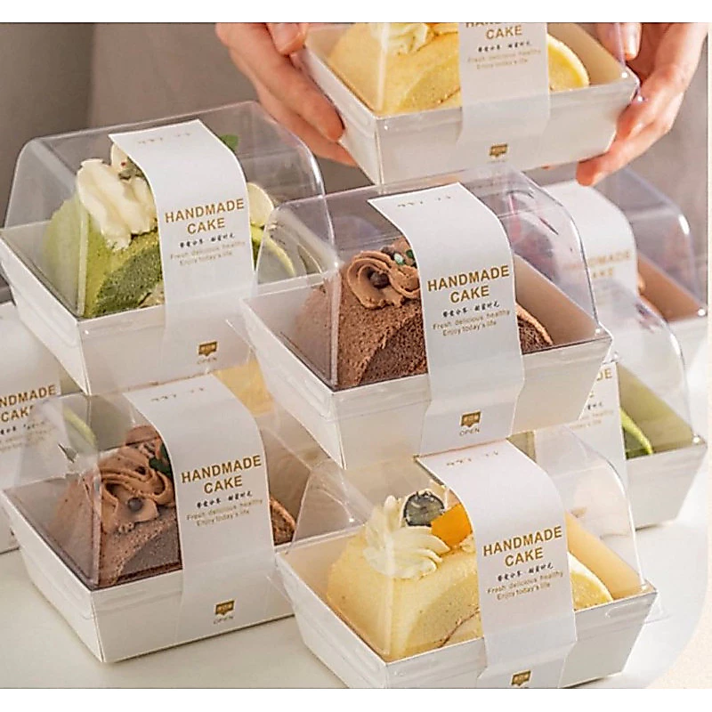 ส่งฟรี ส่งไว กล่องเค้กโรลฝาสูง ใส่แซนวิช ขนม Snack box (50 ชุด) T038 PackPro